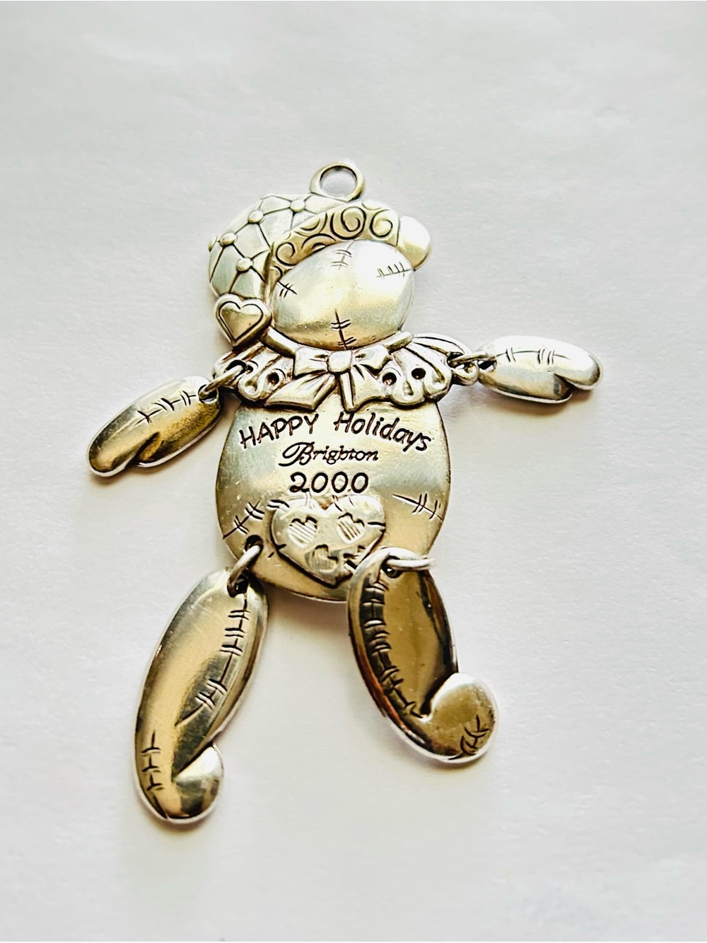 Brighton Collectable 2000 Silver Holiday Teddy Bear Ornament - Picture 2 of 2